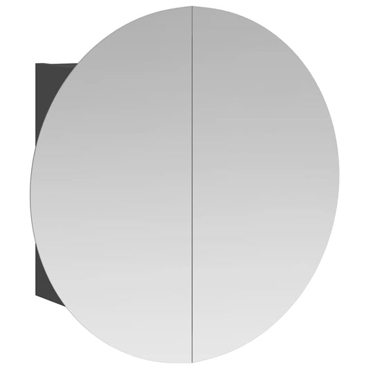 vidaXL Ντουλάπι Μπάνιου με Στρογγυλό Καθρέφτη/LED Γκρι 54x54x17,5 εκ.