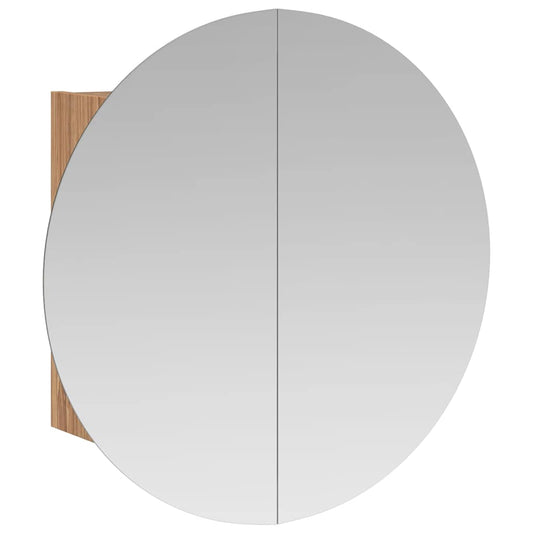 vidaXL Ντουλάπι Μπάνιου με Στρογγυλό Καθρέφτη&LED Δρυς 54x54x17,5 εκ.