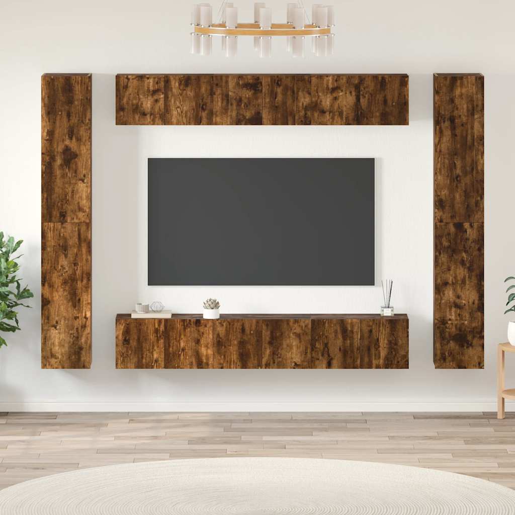 vidaXL Σετ Επίπλων Τηλεόρασης 10 Τεμαχίων Καπνιστή Δρυς Επεξ. Ξύλο