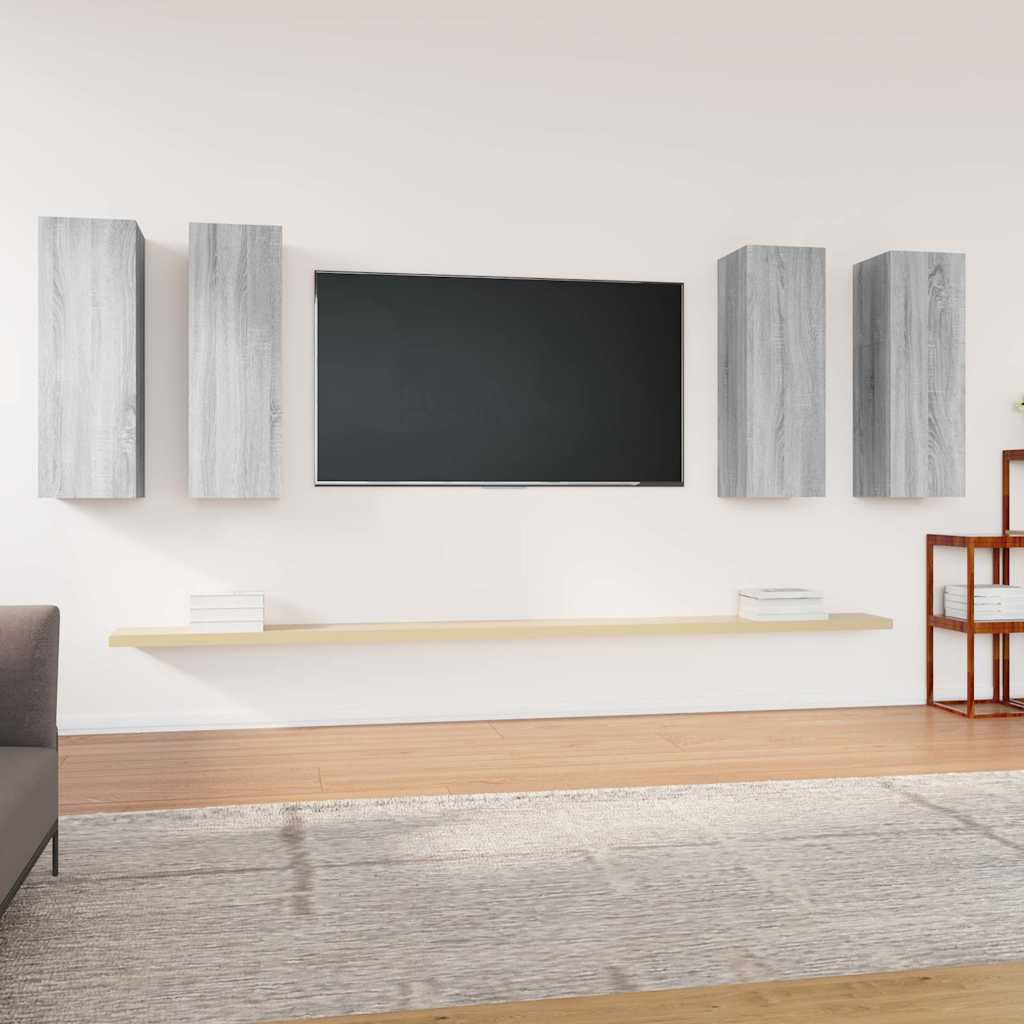 vidaXL Έπιπλα Τηλεόρασης 4 τεμ. Γκρι Sonoma30,5x30x90 εκ. Επεξ. Ξύλο