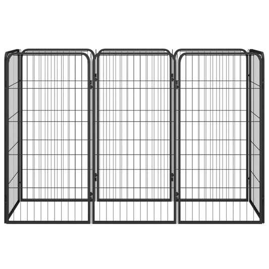 vidaXL Κλουβί Σκύλου 8 Πάνελ Μαύρο 50x100 εκ. Ατσάλι με Βαφή Πούδρας
