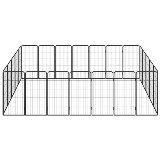 vidaXL Κλουβί Σκύλου 24 Πάνελ Μαύρο 50x100 εκ. Ατσάλι με Βαφή Πούδρας