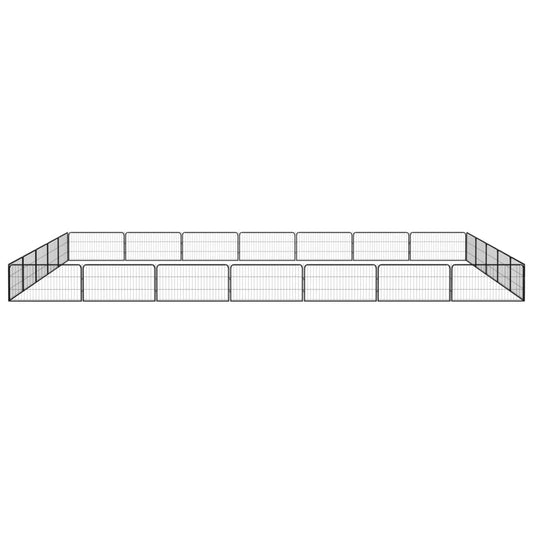vidaXL Παρκοκρέβατο Σκύλου 24 Πάνελ Μαύρο 100x50εκ Ατσάλι Βαφή Πούδρας