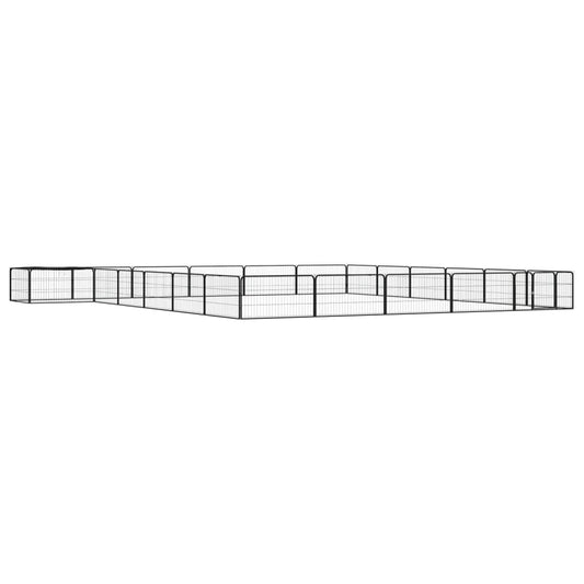 vidaXL Παρκοκρέβατο Σκύλου 24 Πάνελ Μαύρο 100x50εκ Ατσάλι Βαφή Πούδρας