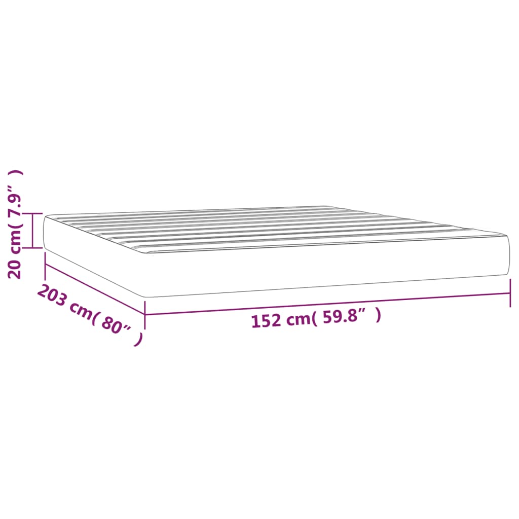vidaXL Στρώμα με Pocket Springs Μεσαίας Σκληρότητας Αν. Γκρι 152x203x20εκ. Ύφασμα Queen