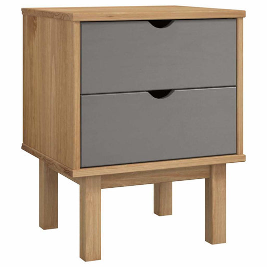 vidaXL Κομοδίνο OTTA Καφέ / Γκρι 45x39x57 εκ. από Μασίφ Ξύλο Πεύκου