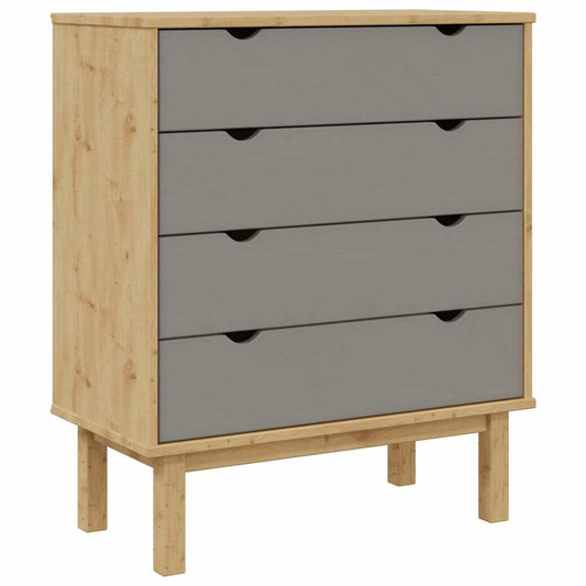 vidaXL Συρταριέρα OTTA Καφέ & Γκρι 76,5x39,5x90 εκ. Μασίφ Ξύλο Πεύκου