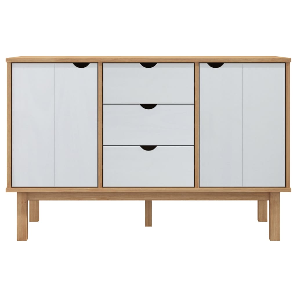 vidaXL Συρταριέρα OTTA Καφέ και Λευκό 113,5x43x73εκ. Μασίφ Ξύλο Πεύκου
