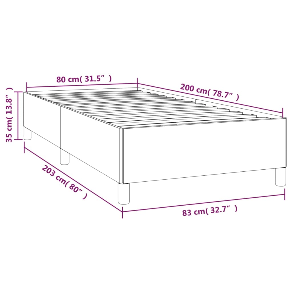 vidaXL Σκελετός Κρεβατιού Χωρίς Στρώμα Μαύρο 80x200 εκ. Υφασμάτινο