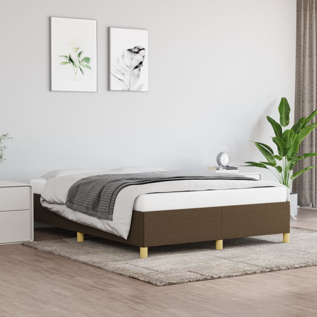 vidaXL Σκελετός Κρεβατιού Χωρίς Στρώμα Καφέ 140x200 εκ.Υφασμάτινο