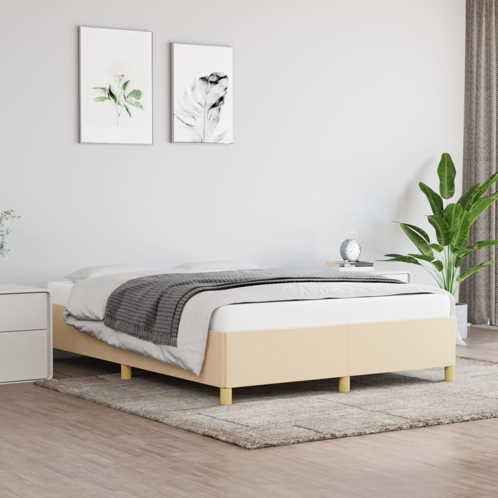 vidaXL Σκελετός Κρεβατιού Χωρίς Στρώμα Κρεμ 140x200 εκ.Υφασμάτινο