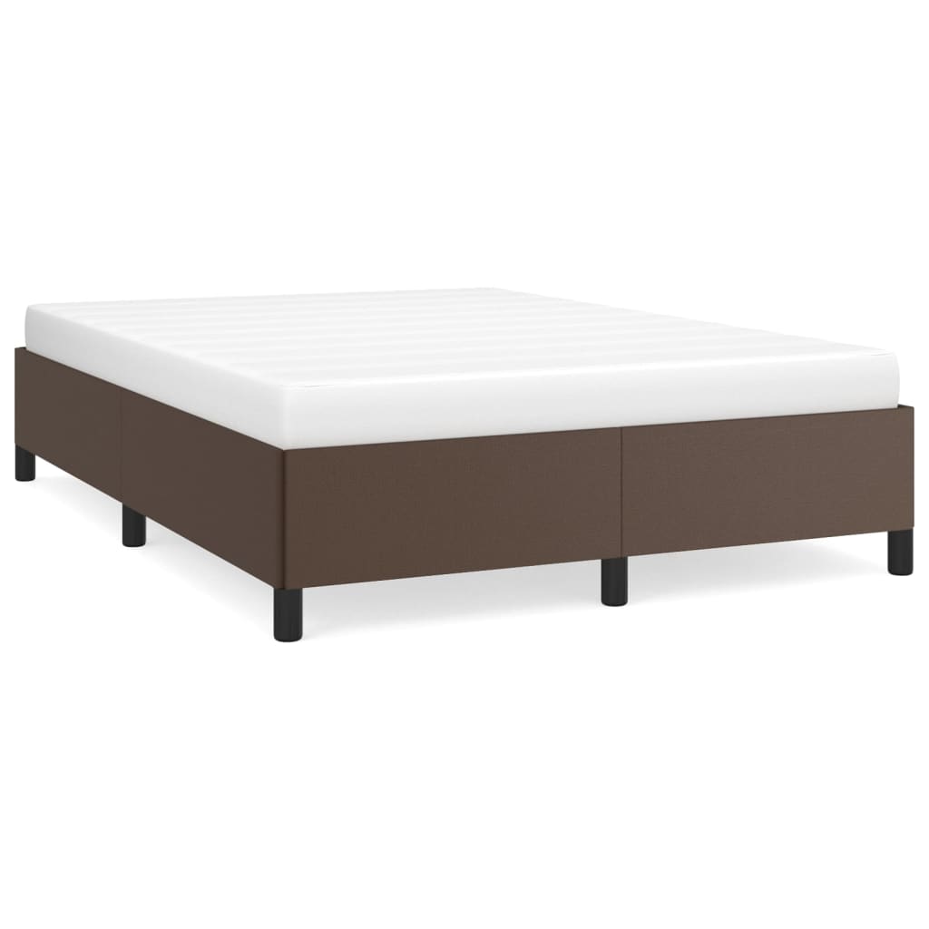 vidaXL Πλαίσιο Κρεβατιού Καφέ 140x190 εκ. από Συνθετικό Δέρμα