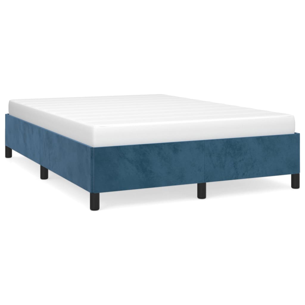 vidaXL Σκελετός Κρεβατιού Χωρίς Στρώμα Σκ. Μπλε 140x190 εκ. Βελούδινο