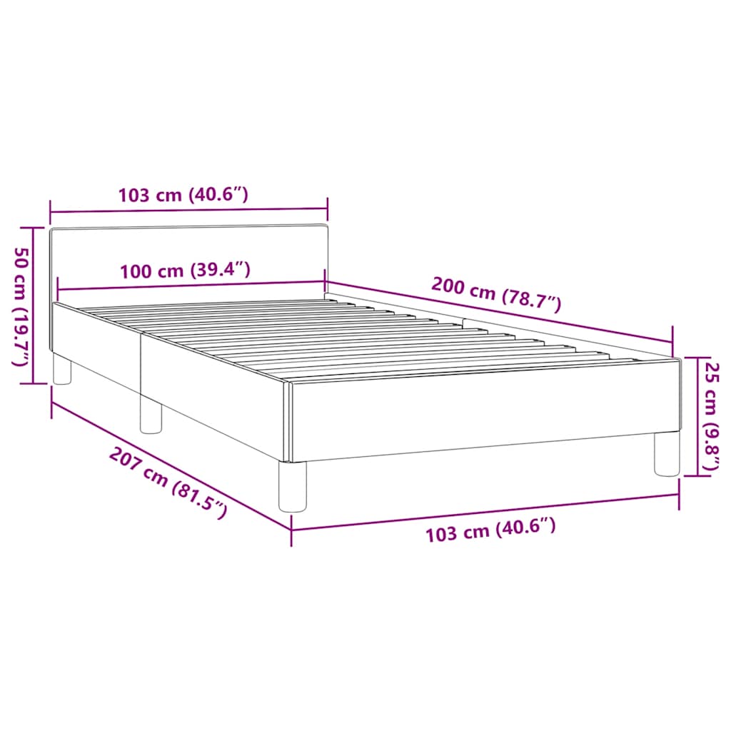 vidaXL Σκελετός Κρεβατιού Χωρίς Στρώμα Μαύρο 100x200 εκ. Υφασμάτινο
