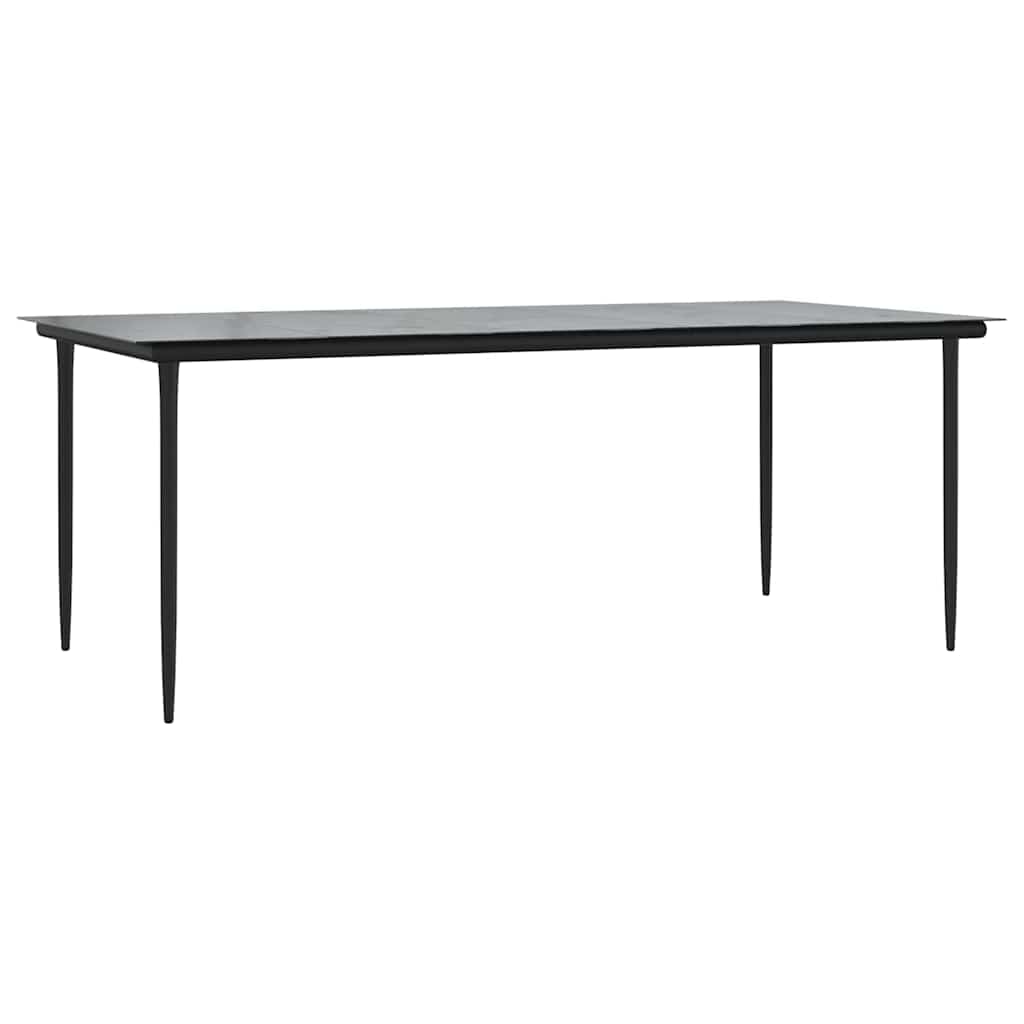 vidaXL Τραπεζαρία Κήπου Μαύρο 200x100x74 εκ. από Ατσάλι και Σκληρυμένο Γυαλί