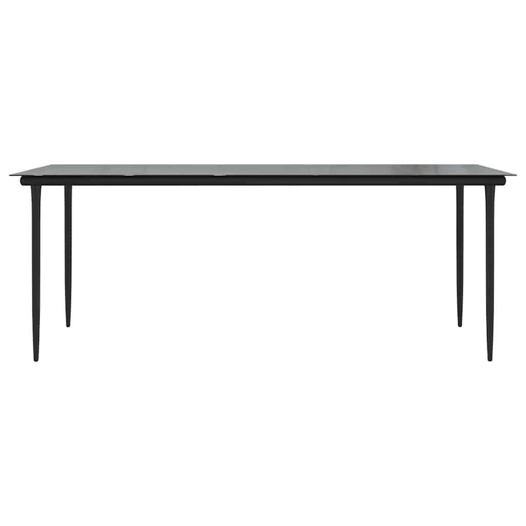vidaXL Τραπεζαρία Κήπου Μαύρο 200x100x74 εκ. από Ατσάλι και Σκληρυμένο Γυαλί
