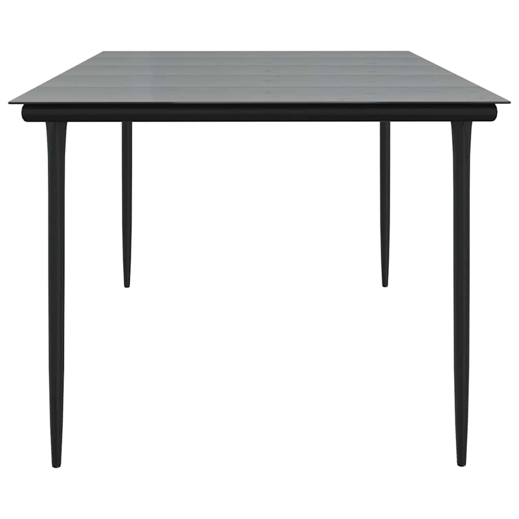 vidaXL Τραπεζαρία Κήπου Μαύρο 200x100x74 εκ. από Ατσάλι και Σκληρυμένο Γυαλί