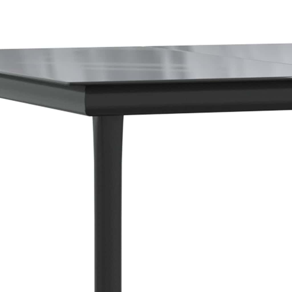 vidaXL Τραπεζαρία Κήπου Μαύρο 200x100x74 εκ. από Ατσάλι και Σκληρυμένο Γυαλί
