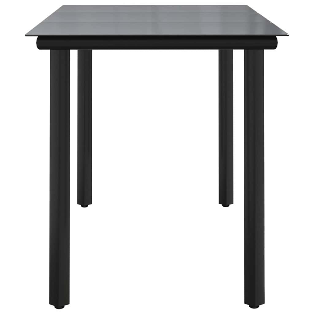 vidaXL Τραπεζαρία Κήπου Μαύρο 200x100x74 εκ. από Ατσάλι και Σκληρυμένο Γυαλί