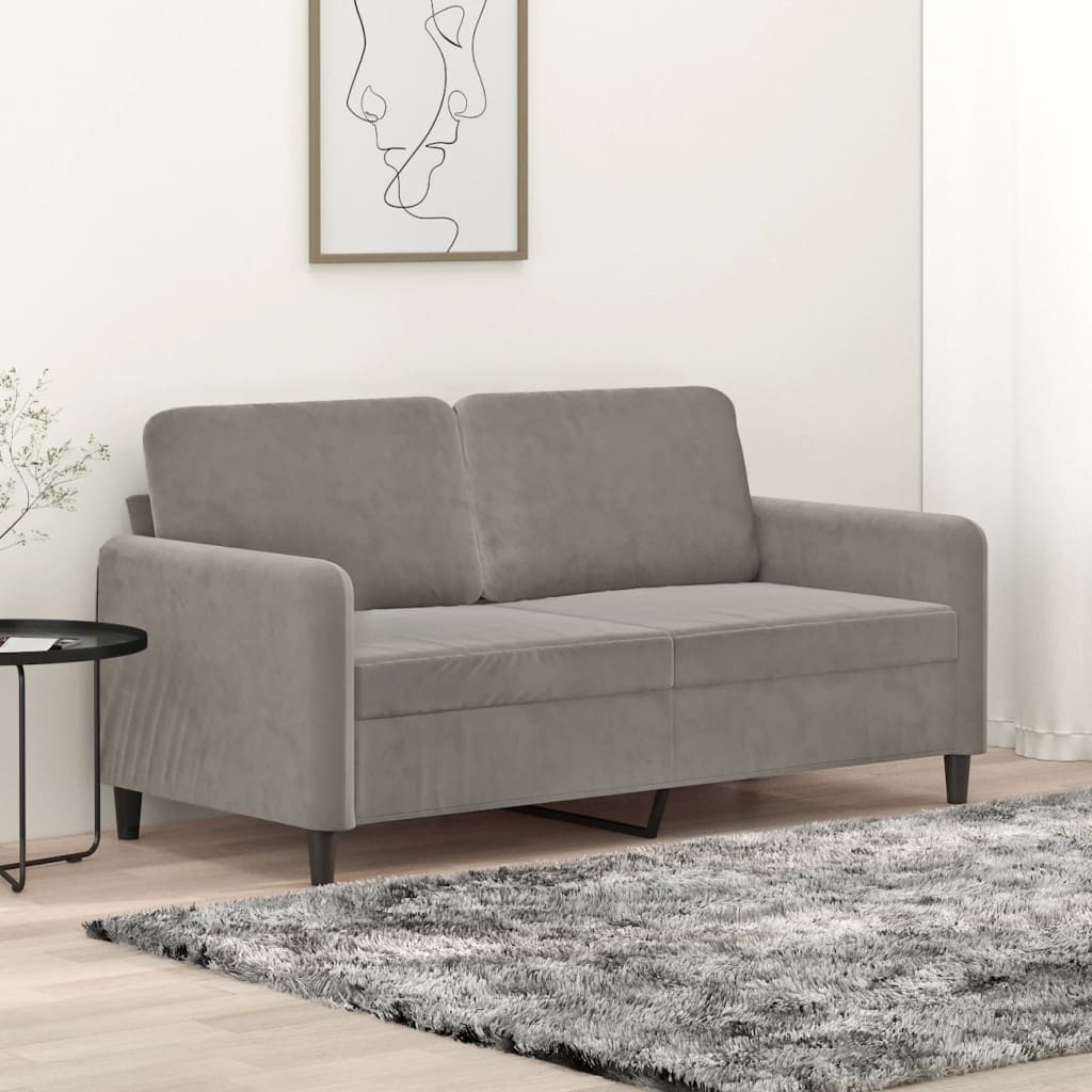 vidaXL Καναπές Διθέσιος Ανοιχτό Γκρι 140 εκ. Βελούδινος