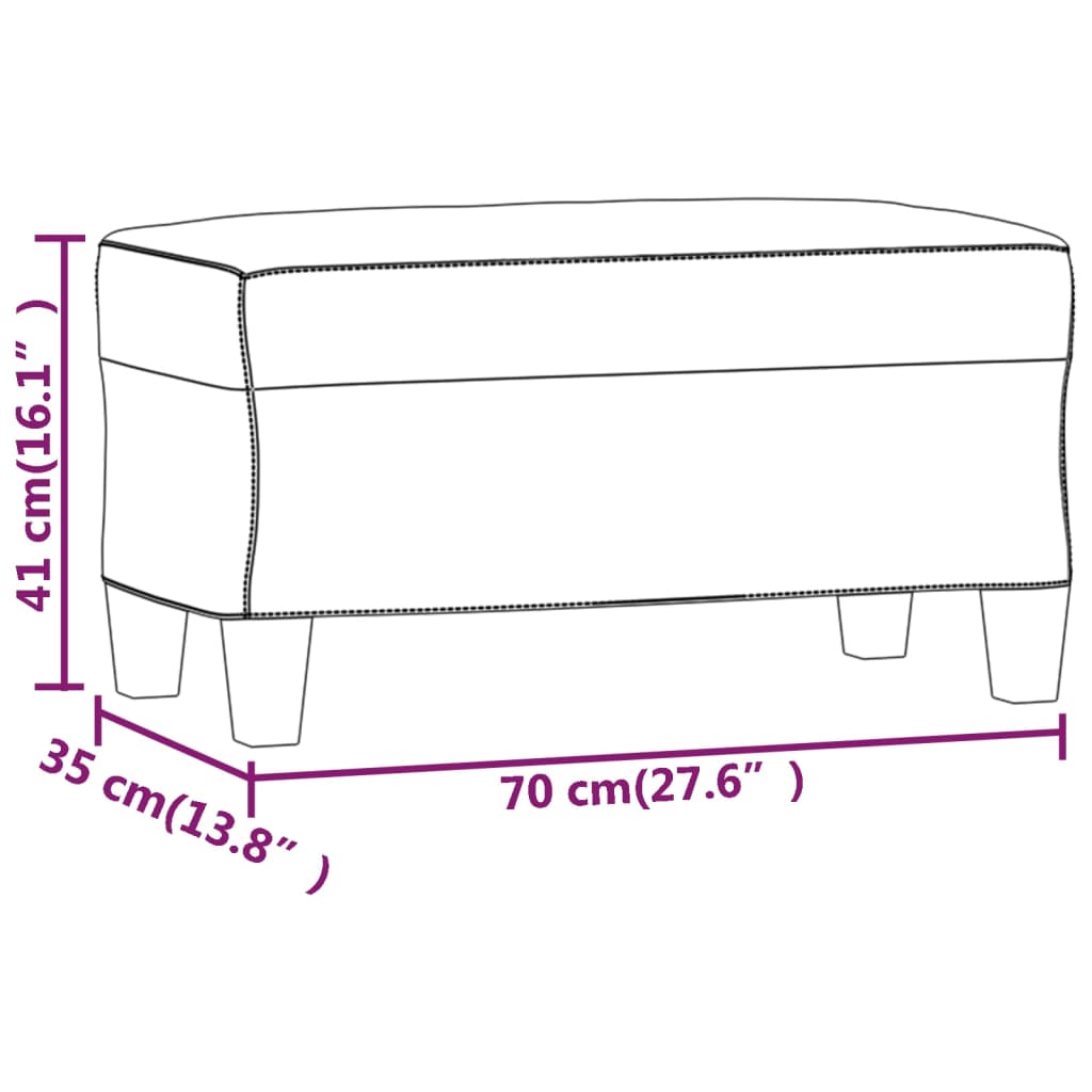 vidaXL Πάγκος μπορντό 70 x 35 x 41 εκ. Υφασμάτινος