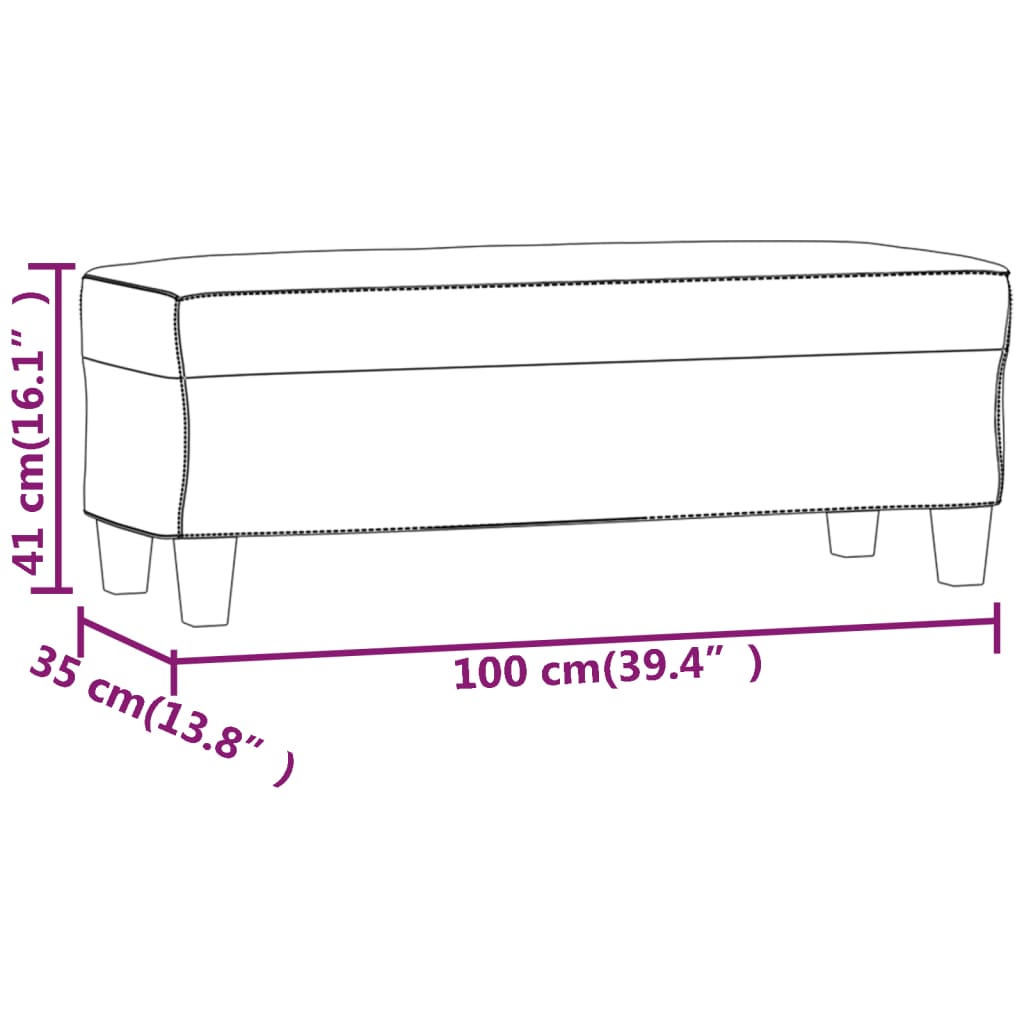 vidaXL Πάγκος Κρεμ 100x35x41 εκ. από Ύφασμα Μικροϊνών