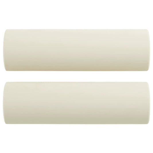 vidaXL Μαξιλάρια Διακοσμητικά 2 τεμ. Κρεμ Ø15x50 εκ. Βελούδινα