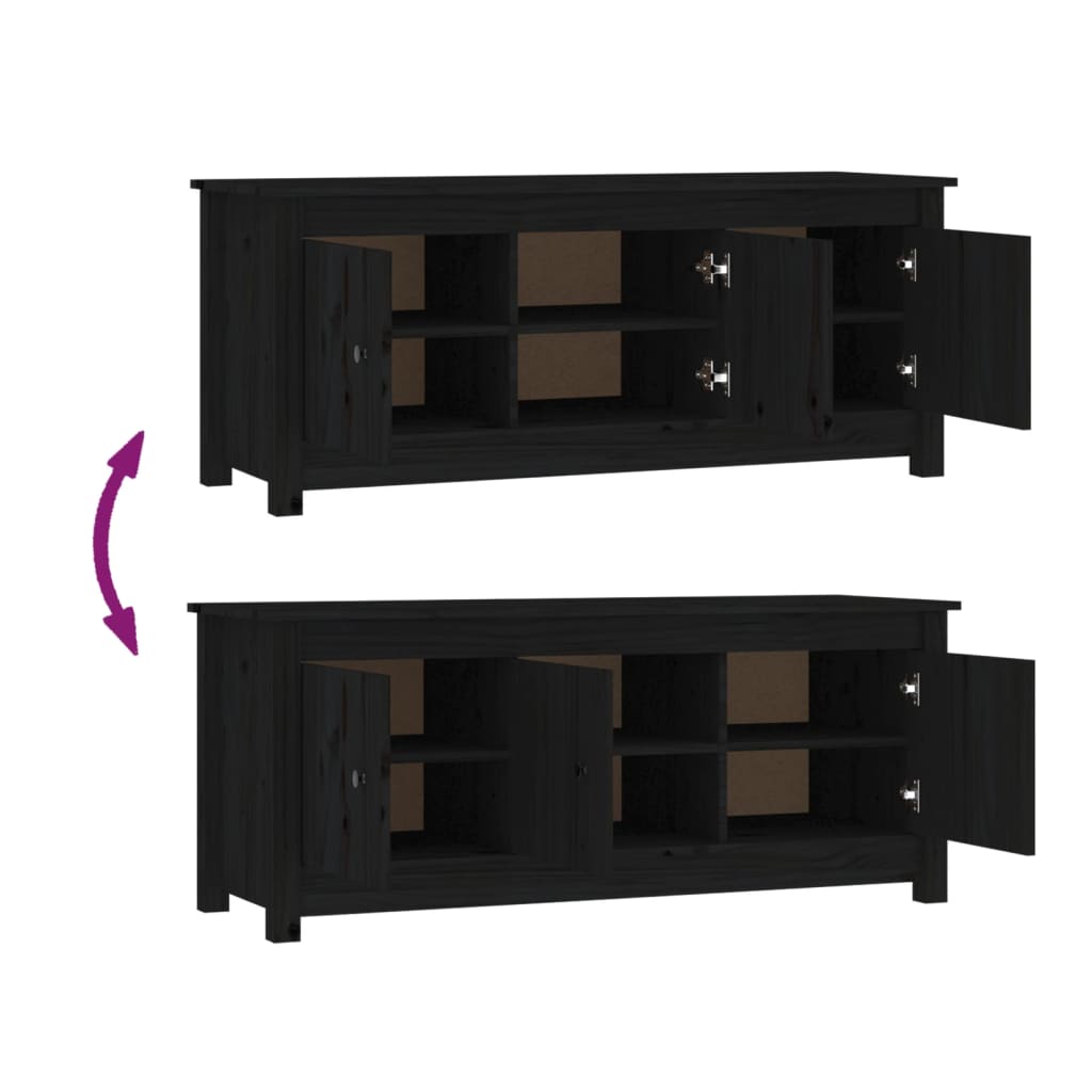 vidaXL Παπουτσοθήκη Μαύρη 110x38x45,5 εκ. από Μασίφ Ξύλο Πεύκου