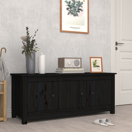 vidaXL Παπουτσοθήκη Μαύρη 110x38x45,5 εκ. από Μασίφ Ξύλο Πεύκου