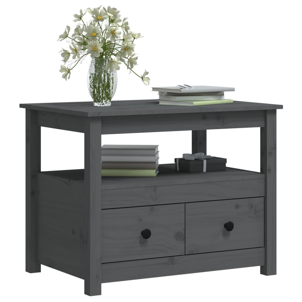 vidaXL Τραπεζάκι Σαλονιού Γκρι 71x49x55 εκ. από Μασίφ Ξύλο Πεύκου