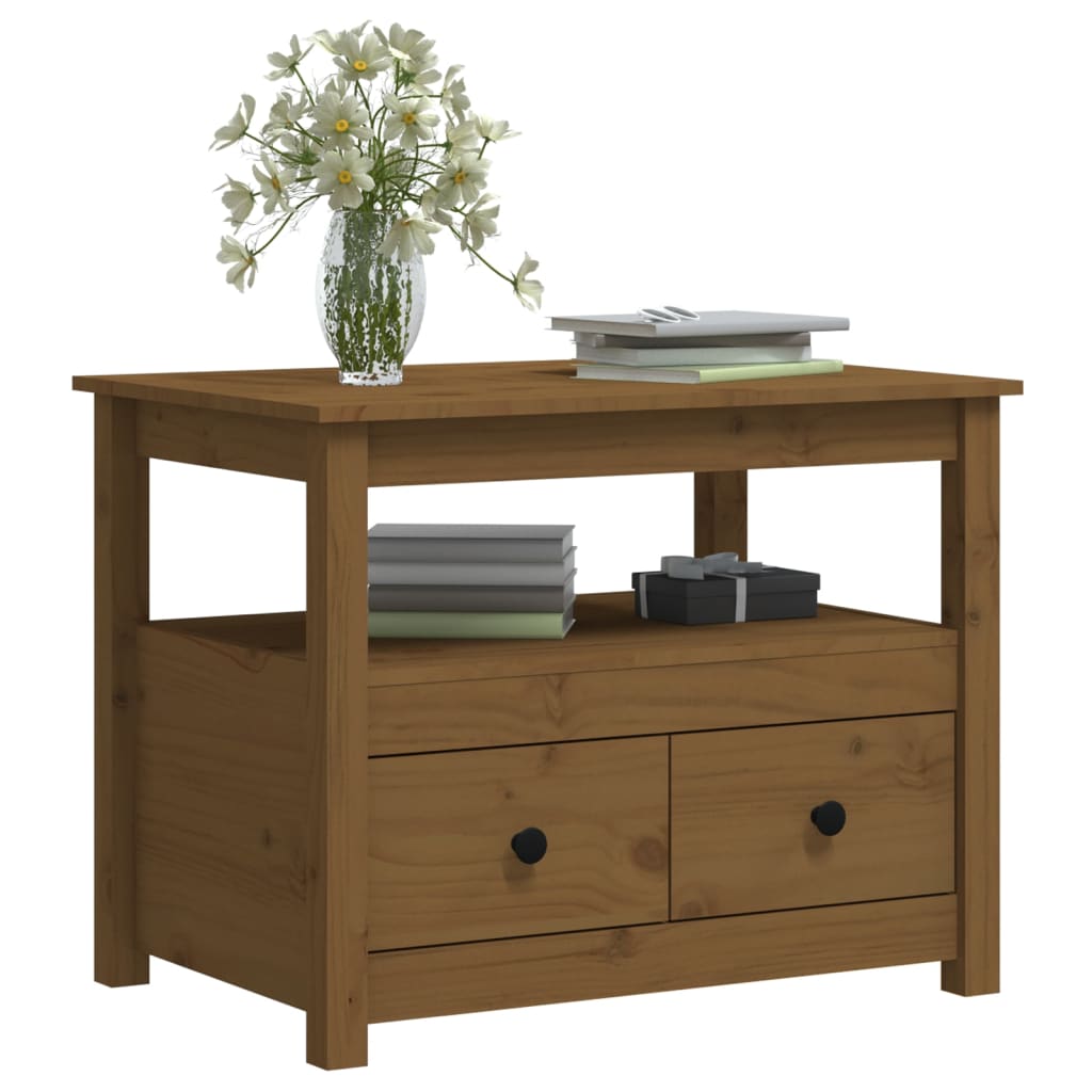 vidaXL Τραπεζάκι Σαλονιού Καφέ Μελί 71 x 49 x 55 εκ. Μασίφ Ξύλο Πεύκου