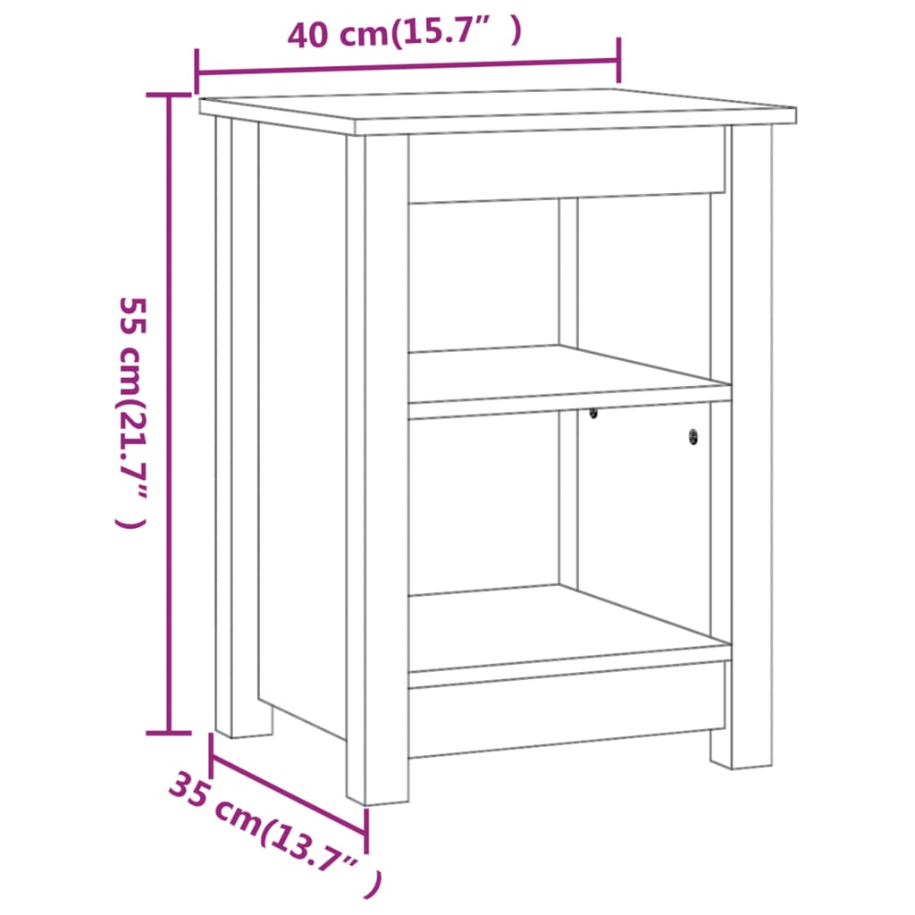 vidaXL Κομοδίνα 2 τεμ. 40 x 35 x 55 εκ. από Μασίφ Ξύλο Πεύκου