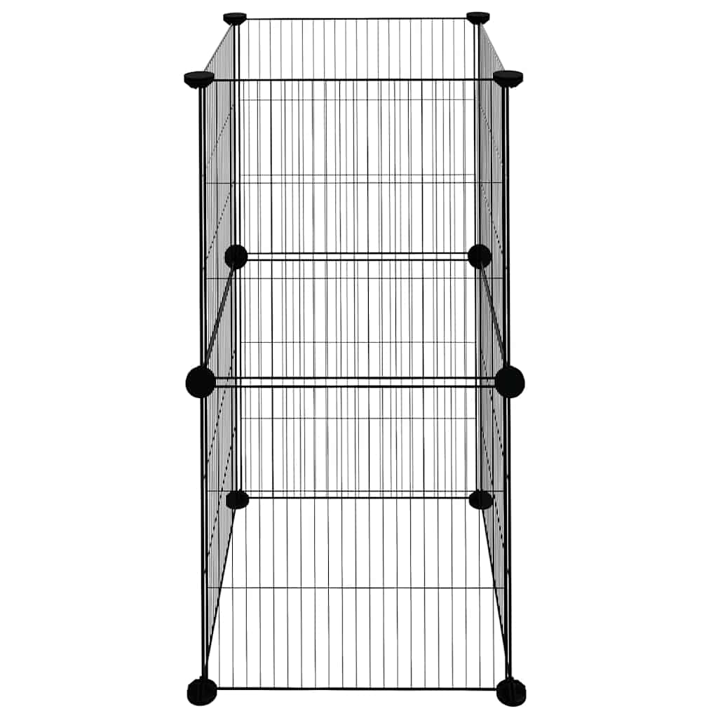 vidaXL Κλουβί για Κατοικίδια με 8 Πάνελ Μαύρο 35 x 35 εκ. Ατσάλινο