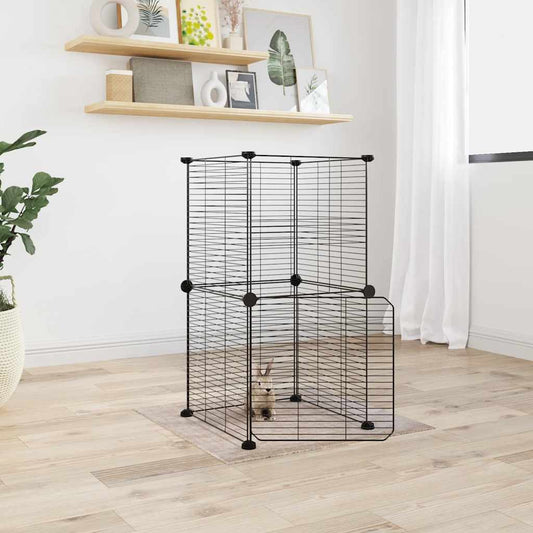 vidaXL Κλουβί Κατοικίδιων με 8 Πάνελ + Πόρτα Μαύρο 35x35x70 εκ. Ατσάλινο