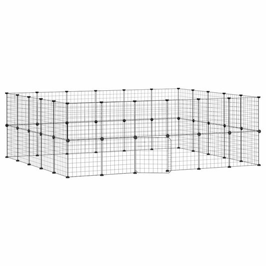 vidaXL Κλουβί Κατοικίδιων με 44 Πάνελ + Πόρτα Μαύρο 35 x 35εκ Ατσάλινο