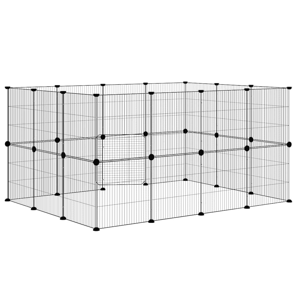 vidaXL Κλουβί Κατοικίδιων με 28 Πάνελ + Πόρτα Μαύρο 35 x 35εκ Ατσάλινο