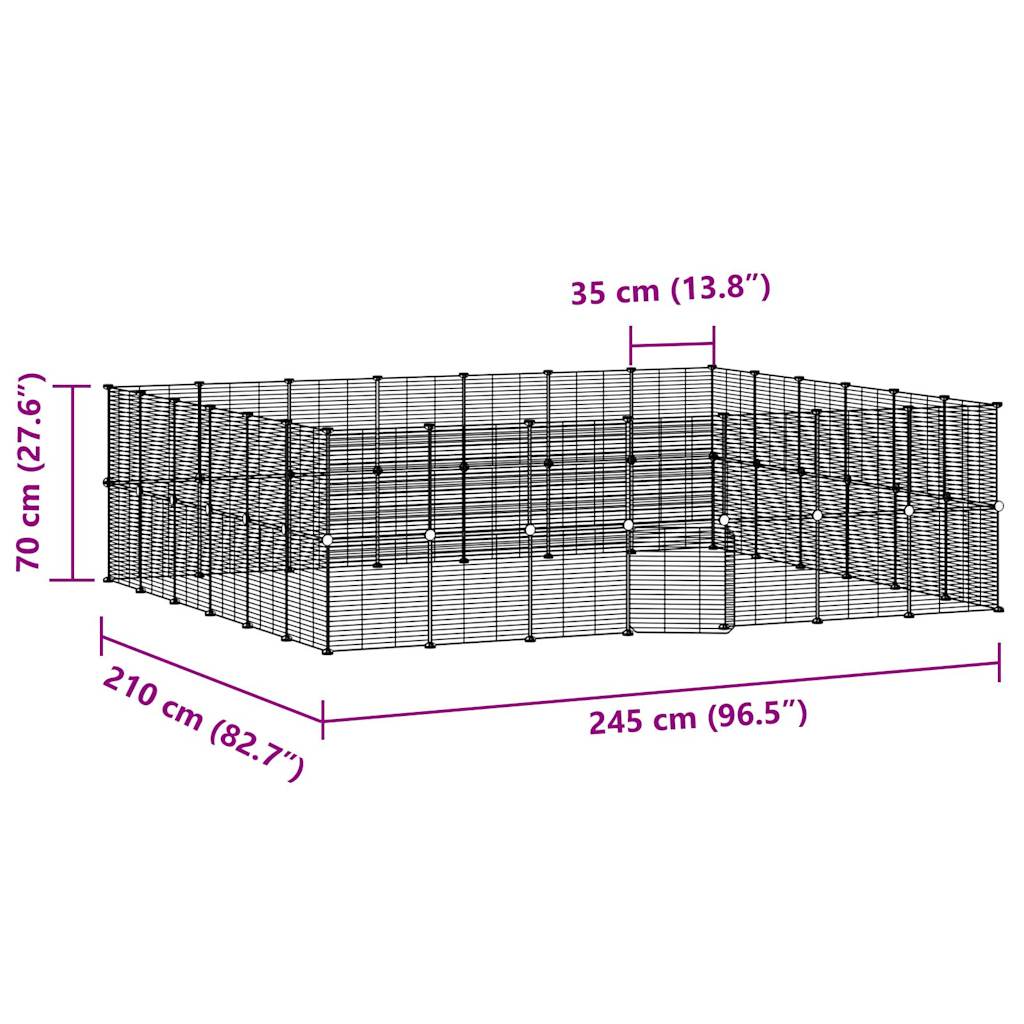 vidaXL Κλουβί Κατοικίδιων με 52 Πάνελ + Πόρτα Μαύρο 35 x 35εκ Ατσάλινο