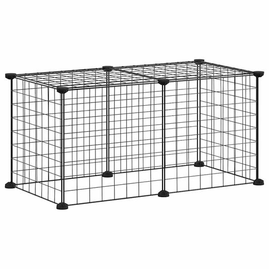 vidaXL Κλουβί για Κατοικίδια με 8 Πάνελ Μαύρο 70x35x35 εκ. Ατσάλινο