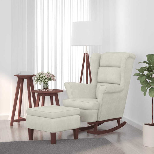 vidaXL Κουνιστή Πολυθρόνα με Πλάτη από Βελούδο σε Κρεμ χρώμα