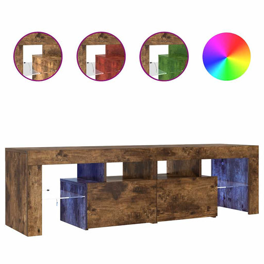 vidaXL Έπιπλο Τηλεόρασης με LED Καπνιστή Δρυς 140 x 36,5 x 40 εκ.