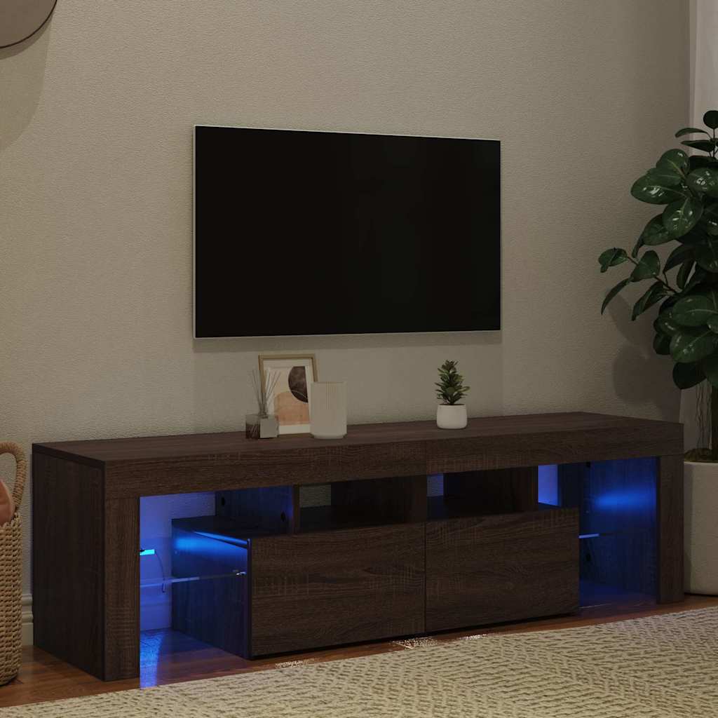 vidaXL Έπιπλο Τηλεόρασης με LED Καφέ Δρυς 140 x 36,5 x 40 εκ.