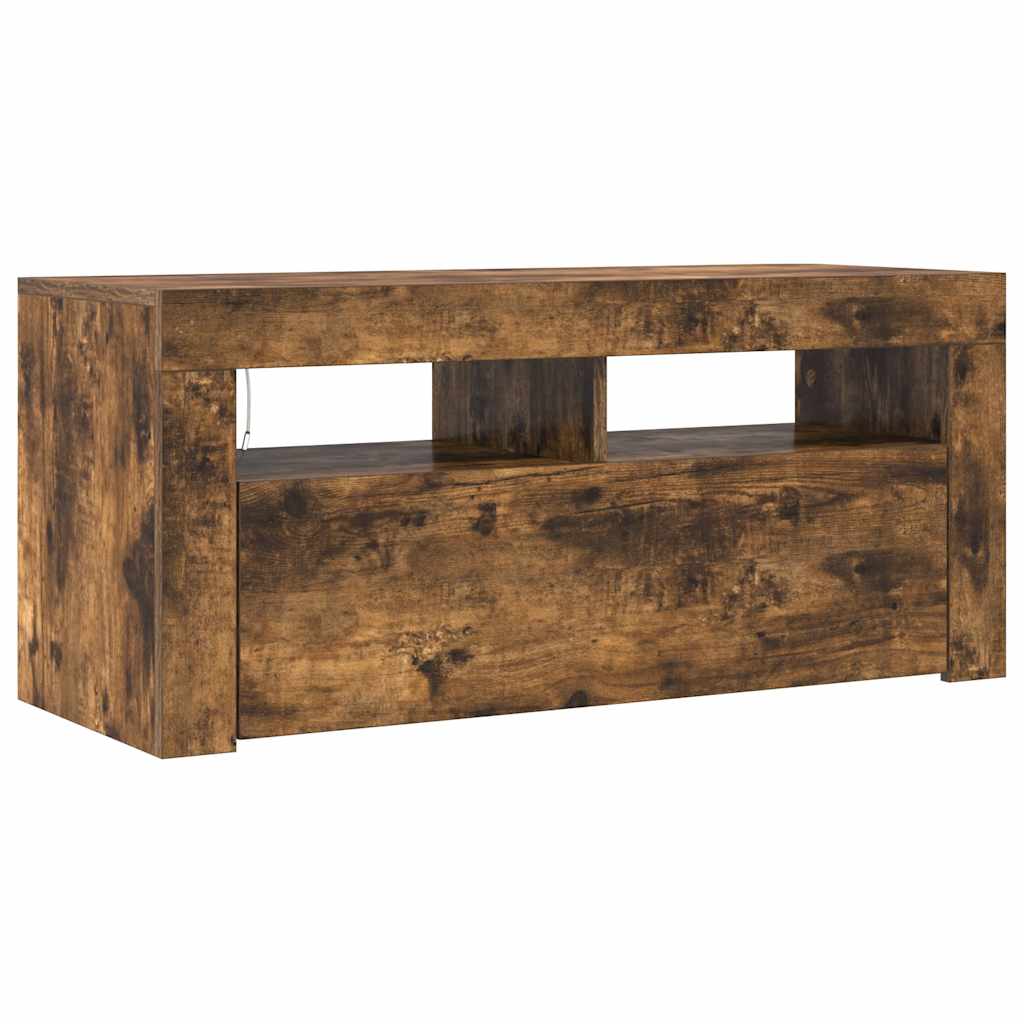 vidaXL Έπιπλο Τηλεόρασης με LED Καπνιστή Δρυς 90x35x40 εκ.