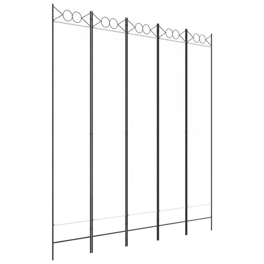 vidaXL Διαχωριστικό Δωματίου με 5 Πάνελ Λευκό 200x220 εκ. από Ύφασμα