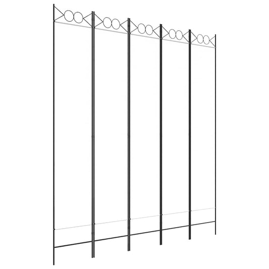 vidaXL Διαχωριστικό Δωματίου με 5 Πάνελ Λευκό 200x220 εκ. από Ύφασμα