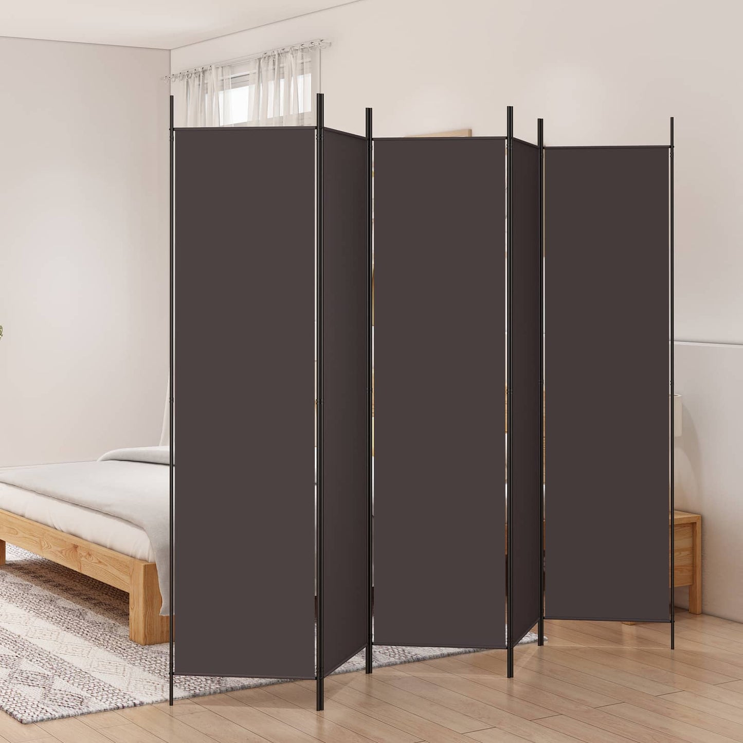 vidaXL Διαχωριστικό Δωματίου με 5 Πάνελ Καφέ 250x200 εκ. από Ύφασμα