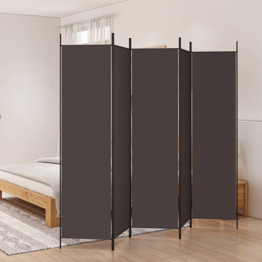 vidaXL Διαχωριστικό Δωματίου με 5 Πάνελ Καφέ 250x200 εκ. από Ύφασμα