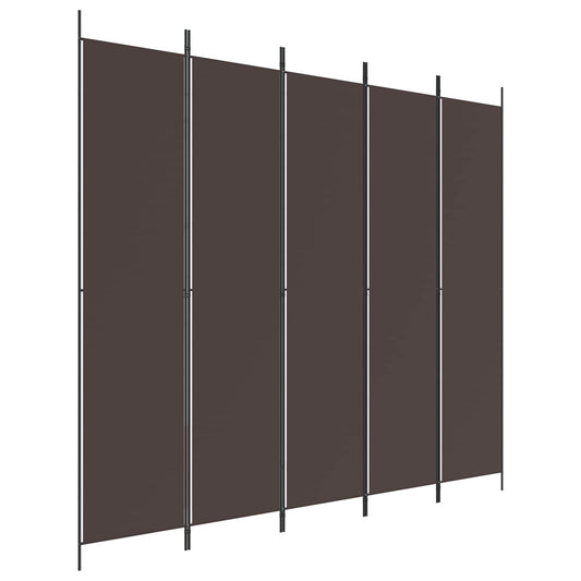 vidaXL Διαχωριστικό Δωματίου με 5 Πάνελ Καφέ 250x220 εκ. από Ύφασμα
