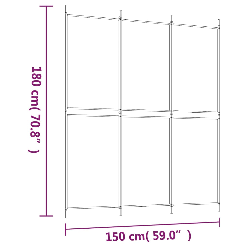 vidaXL Διαχωριστικό Δωματίου με 3 Πάνελ Καφέ 150x180 εκ. από Ύφασμα