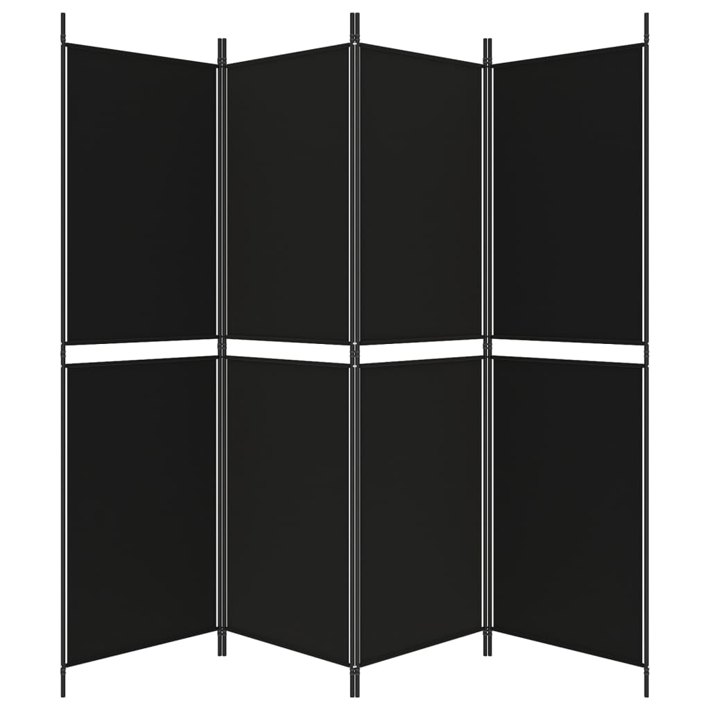 vidaXL Διαχωριστικό Δωματίου με 4 Πάνελ Μαύρο 200x180 εκ. από Ύφασμα