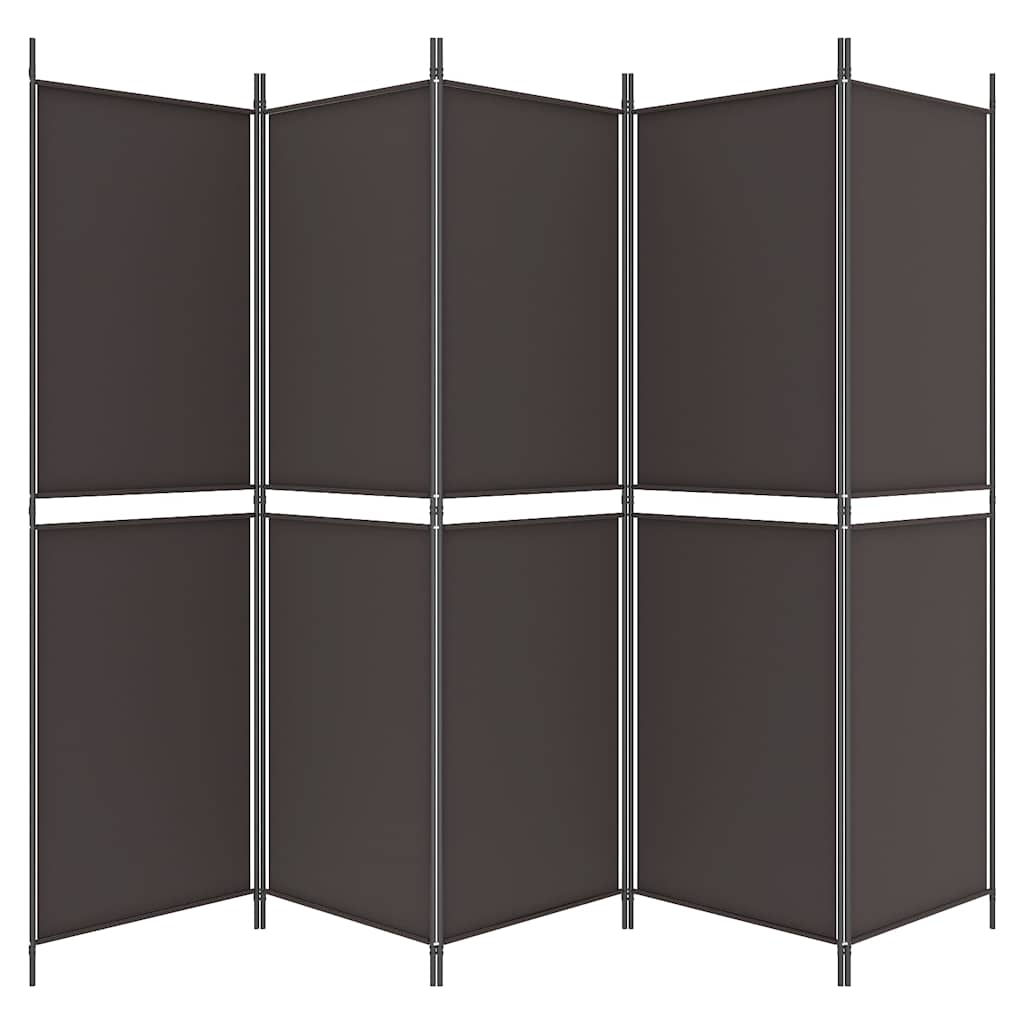 vidaXL Διαχωριστικό Δωματίου με 5 Πάνελ Καφέ 250x180 εκ. από Ύφασμα